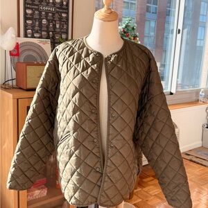 Toteme Khaki Quilted Puffer Jacket